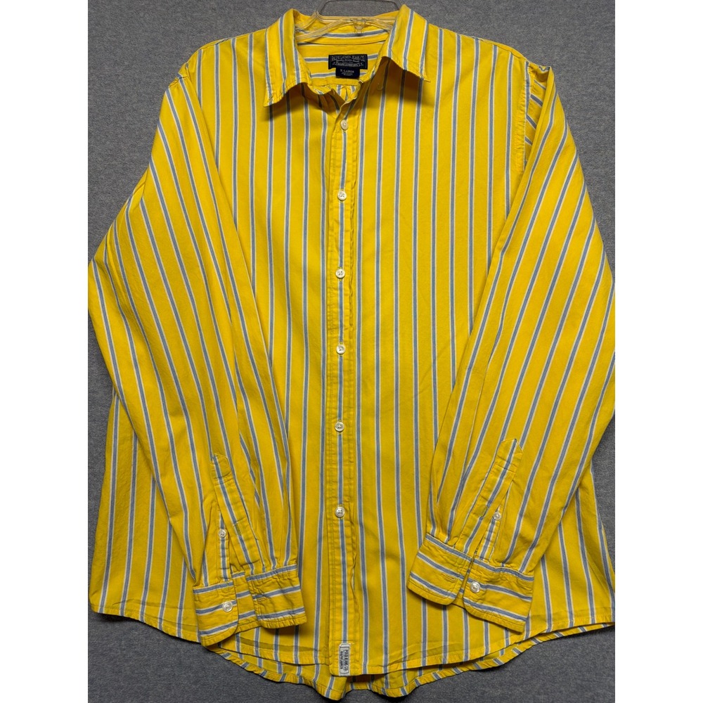 Ralph Lauren Jeans Co Mens XL Yellow Blue Striped Long Sleeve Button Down Shirt - Picture 10 of 12